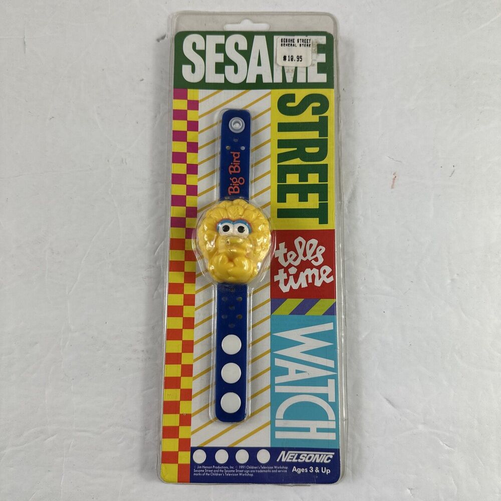 Vintage Nelsonic Sesame Street Kids Life Flip Cover Big Bird Watch NOS